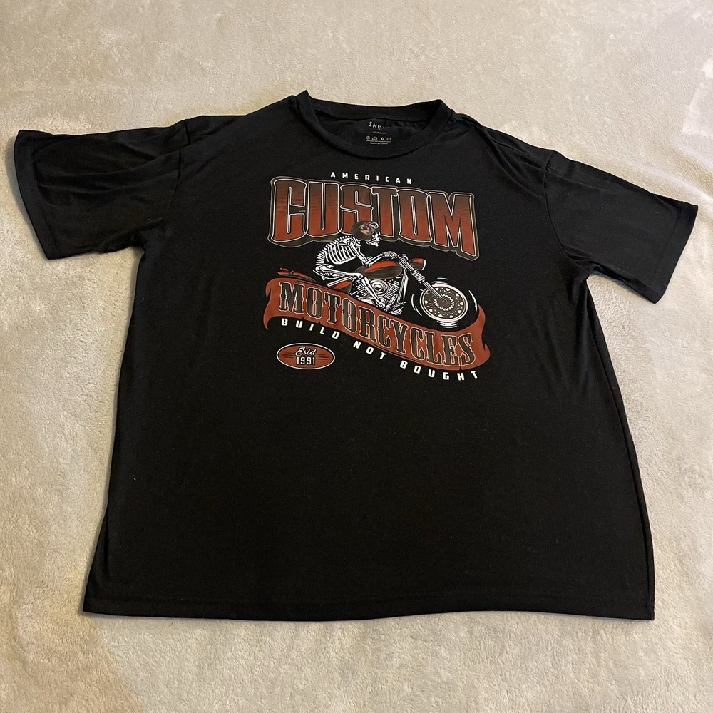 Motorcycle Shirt Men Small‎ Black Graphic Lightweight Workout Streetwear Gym Tee
